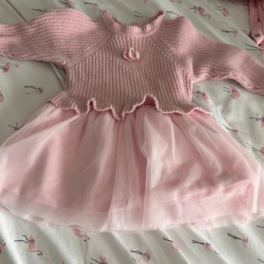 Adorable Pink Knit Baby Dress - 6 months